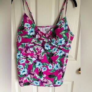 Jaclyn‎ Smith Floral Tankini Top Womens Size 18 Pink Blue Purple